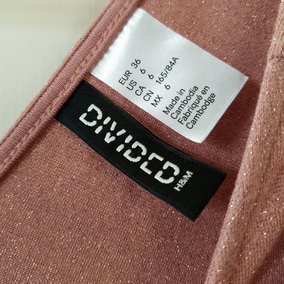 💚 H & M Dress Women's 6 Pink Sparkle Open Back - Picture 2 of 4